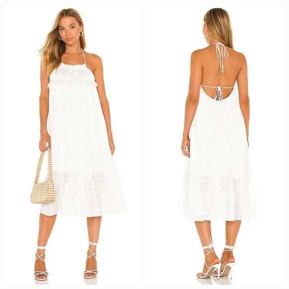 MAJORELLE Adam Midi Dress in White Lurex XXS
